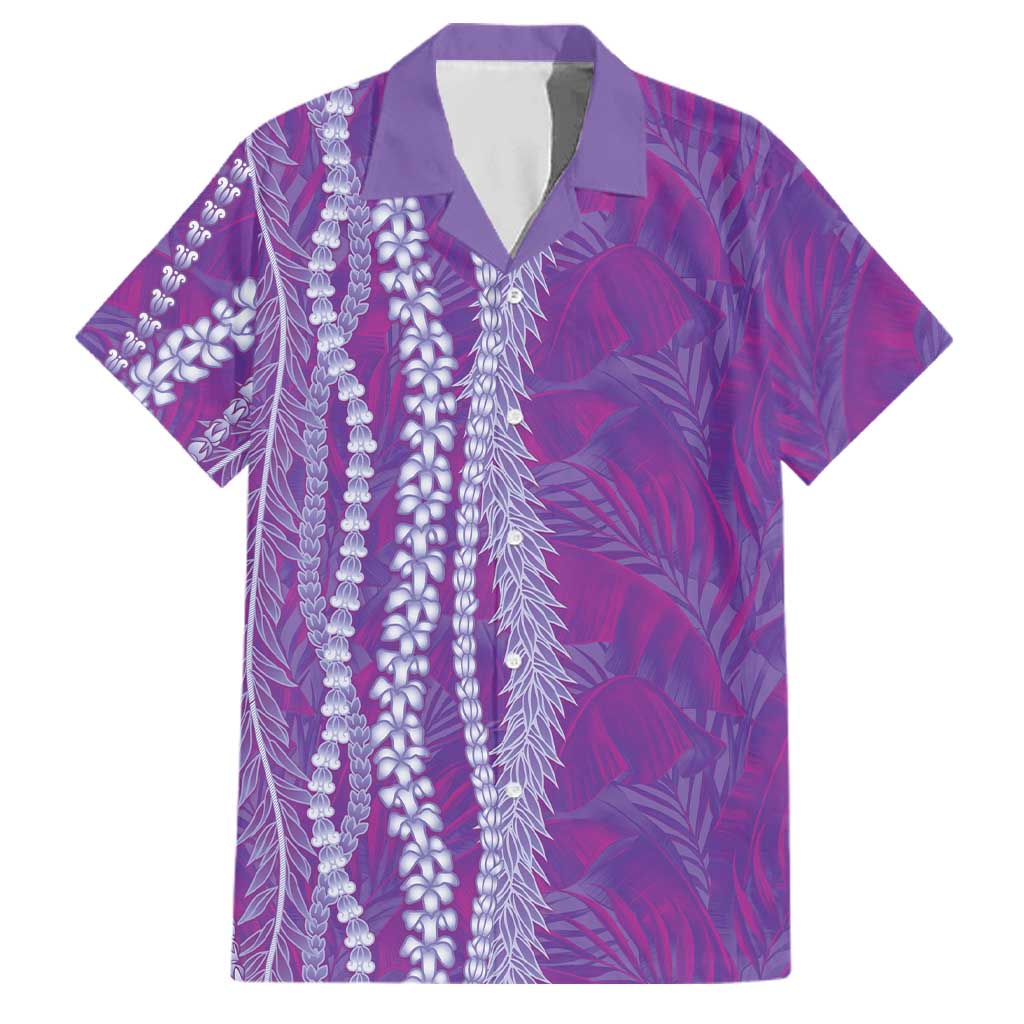 Hawaii Prince Kuhio Family Matching Long Sleeve Bodycon Dress and Hawaiian Shirt Violet Hawaiian Lau Maia With Leis LT05 Dad's Shirt - Short Sleeve Violet - Polynesian Pride