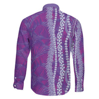 Hawaii Prince Kuhio Family Matching Off The Shoulder Long Sleeve Dress and Hawaiian Shirt Violet Hawaiian Lau Maia With Leis LT05 - Polynesian Pride
