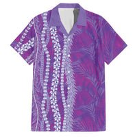 Hawaii Prince Kuhio Family Matching Off Shoulder Short Dress and Hawaiian Shirt Violet Hawaiian Lau Maia With Leis LT05 Dad's Shirt - Short Sleeve Violet - Polynesian Pride