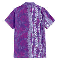 Hawaii Prince Kuhio Family Matching Off Shoulder Short Dress and Hawaiian Shirt Violet Hawaiian Lau Maia With Leis LT05 - Polynesian Pride