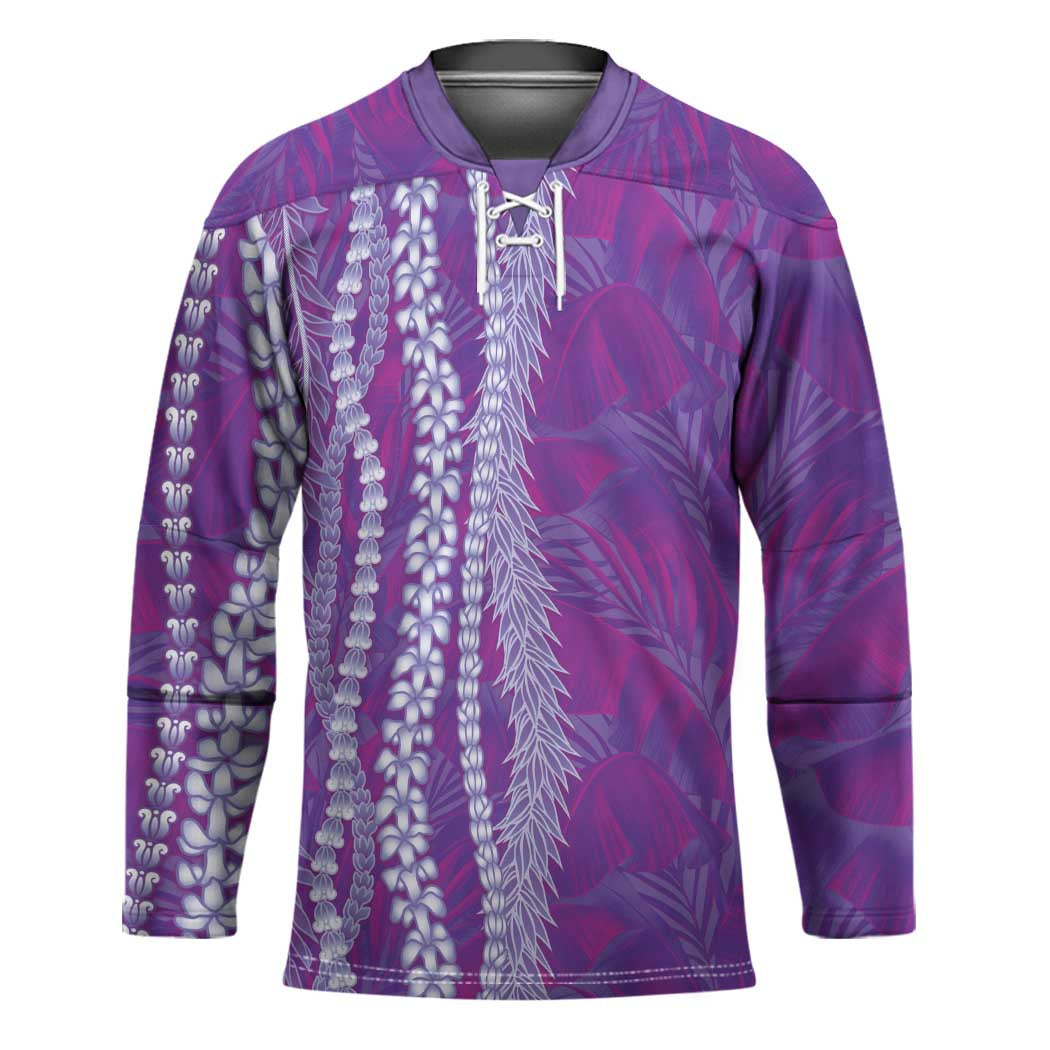 Hawaii Prince Kuhio Hockey Jersey Violet Hawaiian Lau Maia With Leis