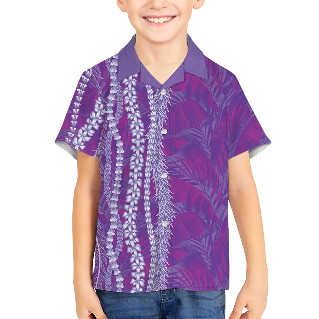 Hawaii Prince Kuhio Kid Hawaiian Shirt Violet Hawaiian Lau Maia With Leis