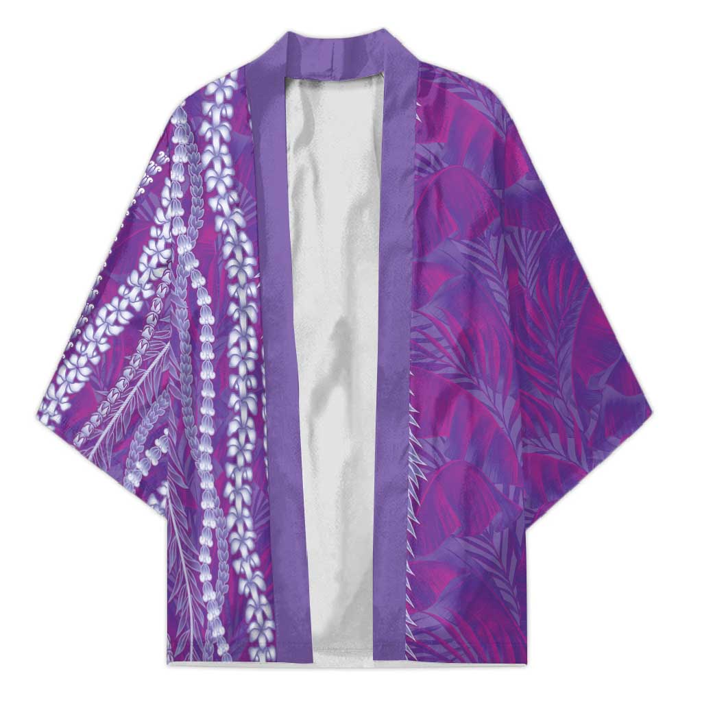 Hawaii Prince Kuhio Kimono Violet Hawaiian Lau Maia With Leis