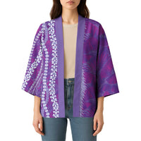 Hawaii Prince Kuhio Kimono Violet Hawaiian Lau Maia With Leis