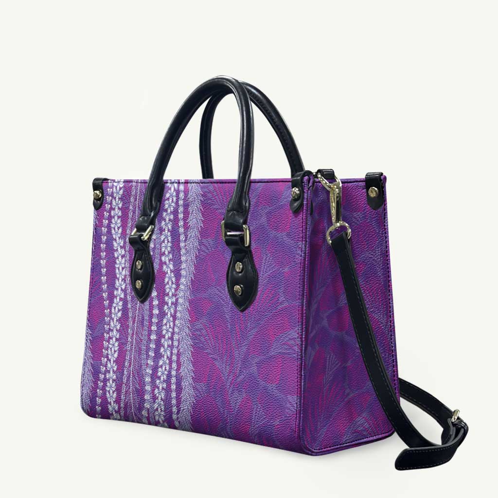 Hawaii Prince Kuhio Leather Bag Violet Hawaiian Lau Maia With Leis