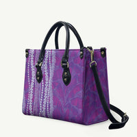 Hawaii Prince Kuhio Leather Bag Violet Hawaiian Lau Maia With Leis
