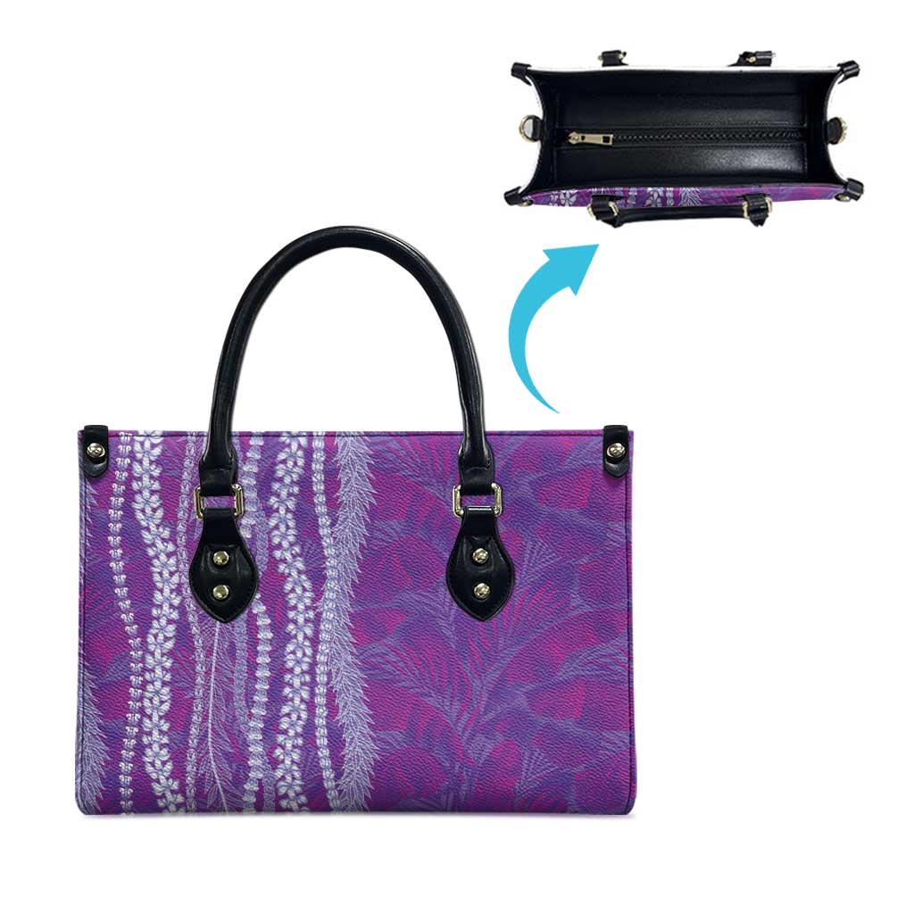 Hawaii Prince Kuhio Leather Bag Violet Hawaiian Lau Maia With Leis