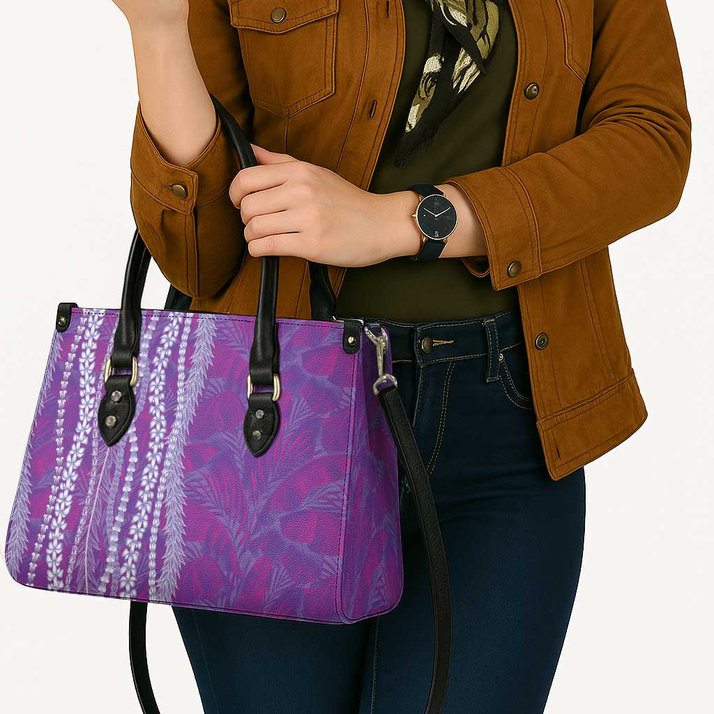 Hawaii Prince Kuhio Leather Bag Violet Hawaiian Lau Maia With Leis