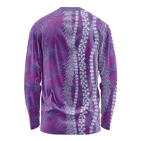 Hawaii Prince Kuhio Long Sleeve Shirt Violet Hawaiian Lau Maia With Leis