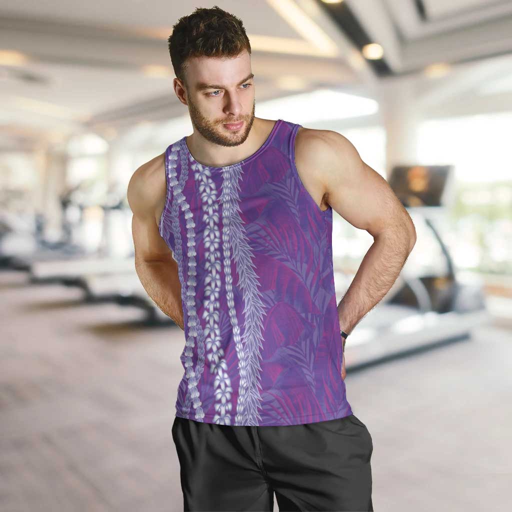 Hawaii Prince Kuhio Men Tank Top Violet Hawaiian Lau Maia With Leis