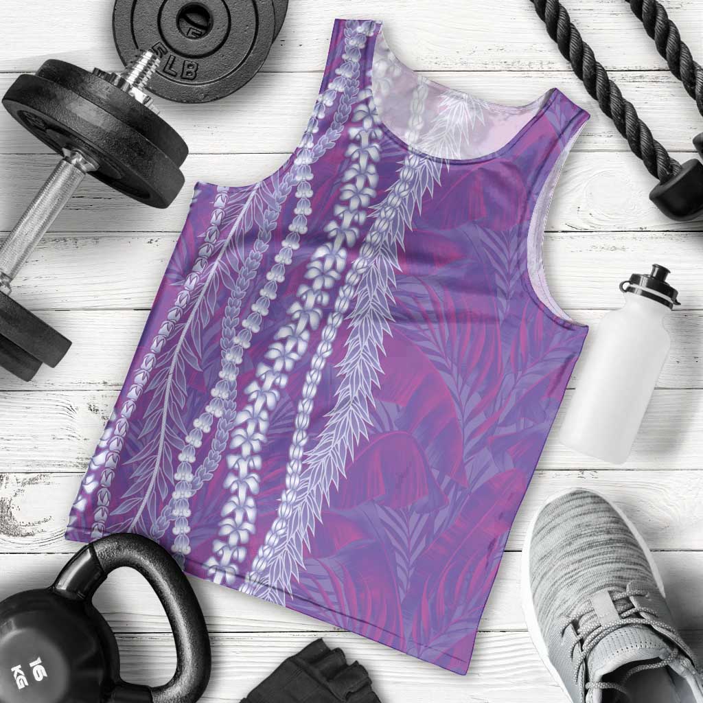 Hawaii Prince Kuhio Men Tank Top Violet Hawaiian Lau Maia With Leis