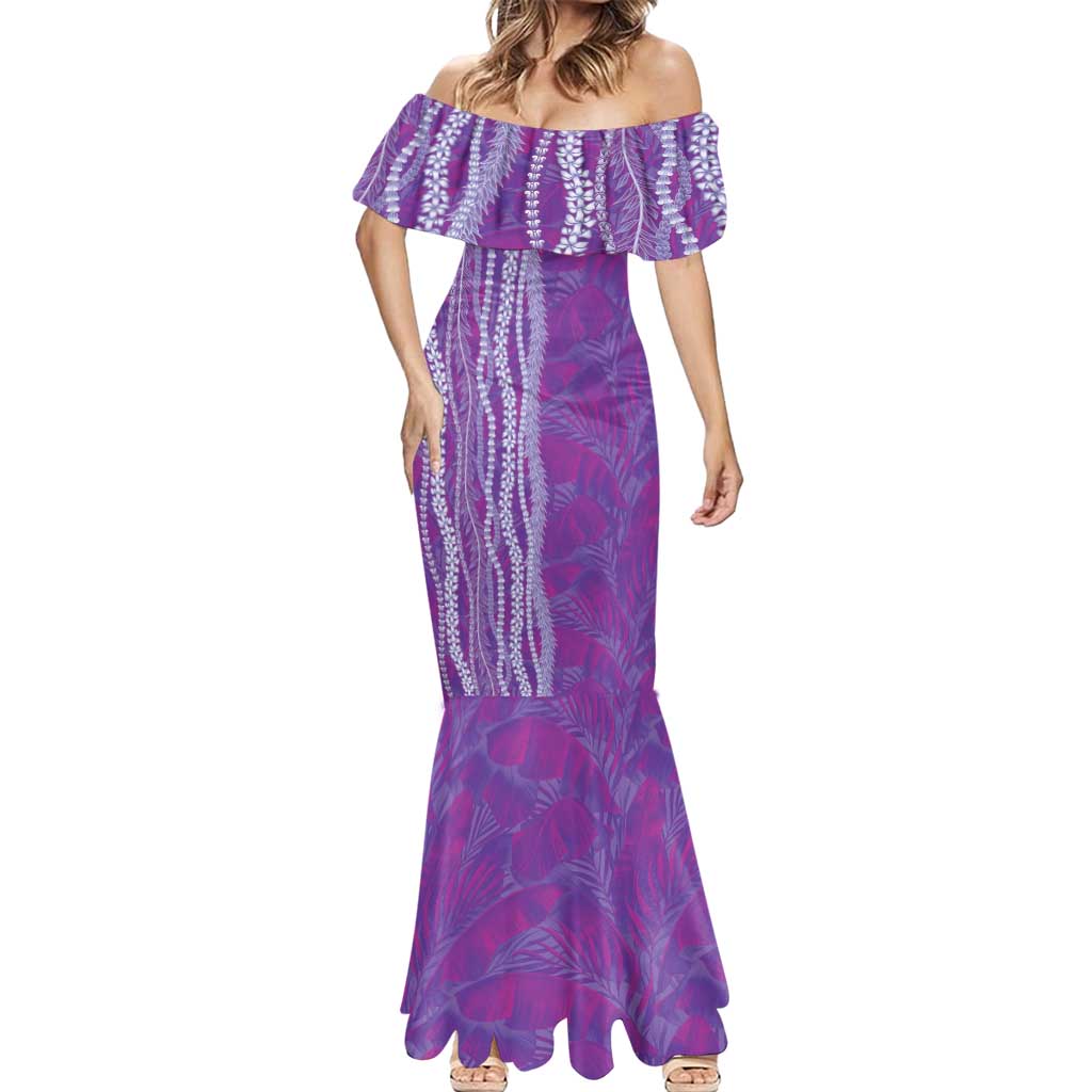 Hawaii Prince Kuhio Mermaid Dress Violet Hawaiian Lau Maia With Leis