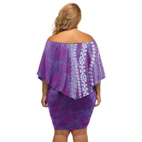 Hawaii Prince Kuhio Off Shoulder Short Dress Violet Hawaiian Lau Maia With Leis