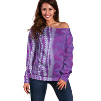 Hawaii Prince Kuhio Off Shoulder Sweater Violet Hawaiian Lau Maia With Leis