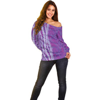 Hawaii Prince Kuhio Off Shoulder Sweater Violet Hawaiian Lau Maia With Leis