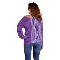 Hawaii Prince Kuhio Off Shoulder Sweater Violet Hawaiian Lau Maia With Leis