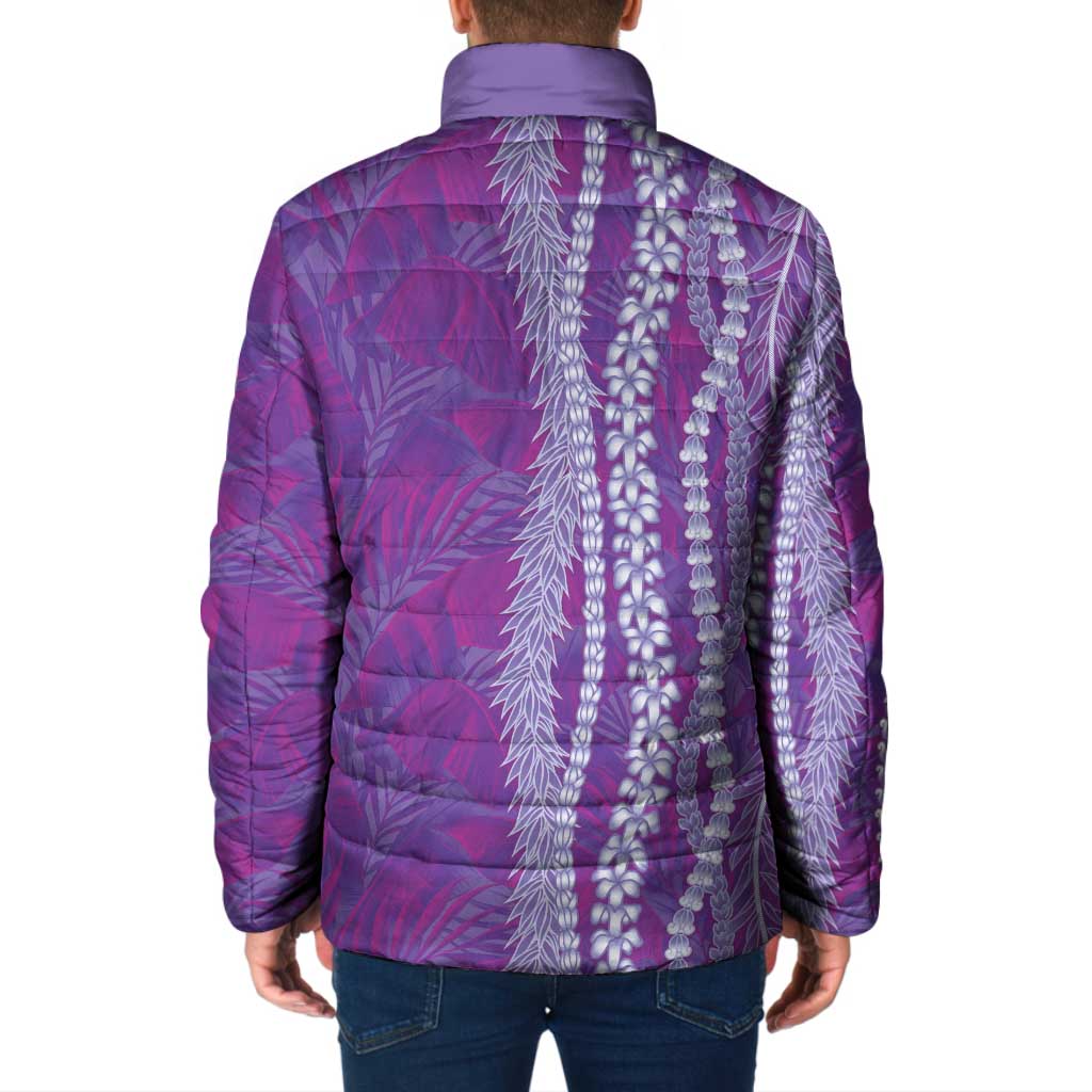 Hawaii Prince Kuhio Padded Jacket Violet Hawaiian Lau Maia With Leis