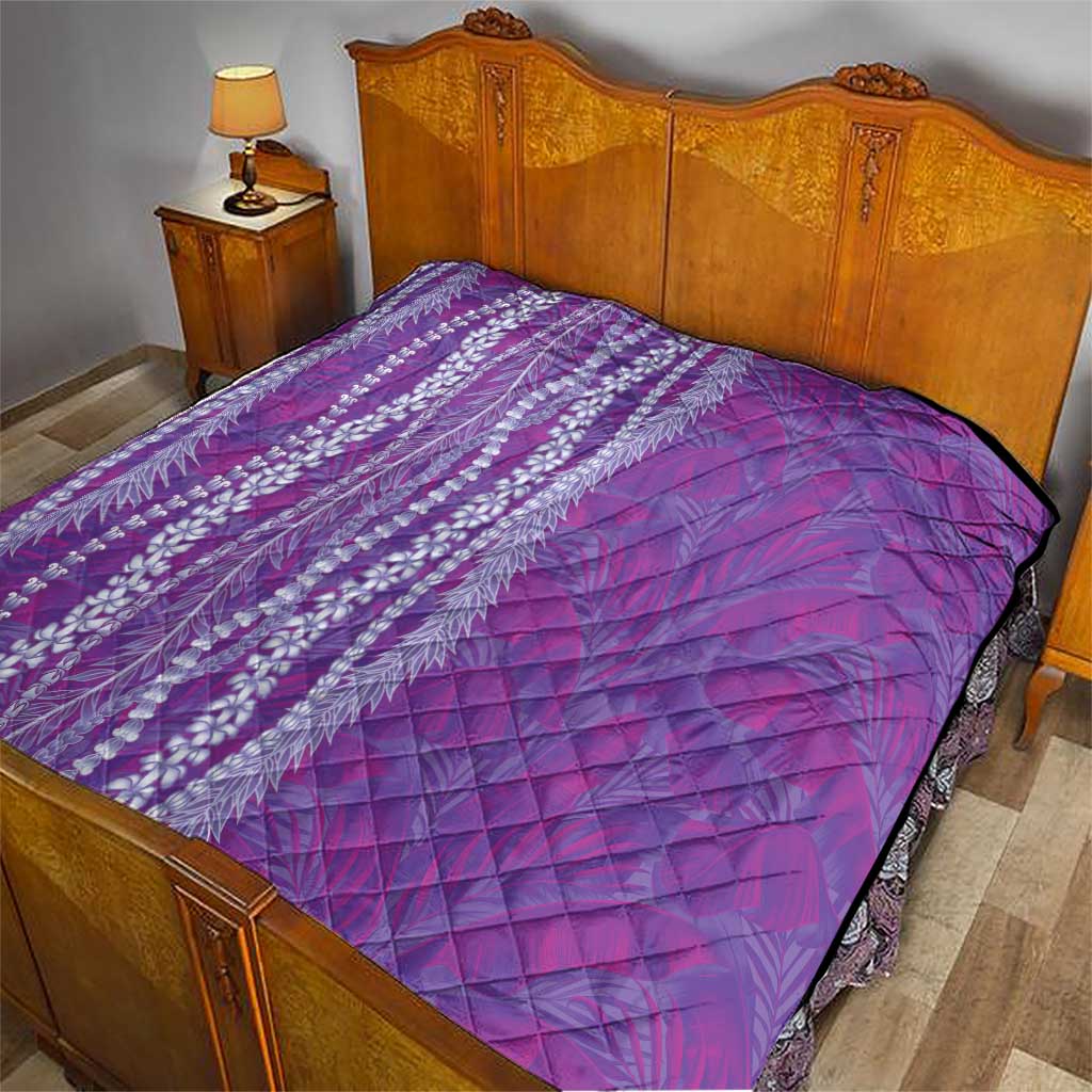 Hawaii Prince Kuhio Quilt Violet Hawaiian Lau Maia With Leis
