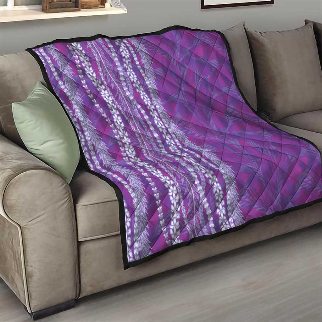 Hawaii Prince Kuhio Quilt Violet Hawaiian Lau Maia With Leis
