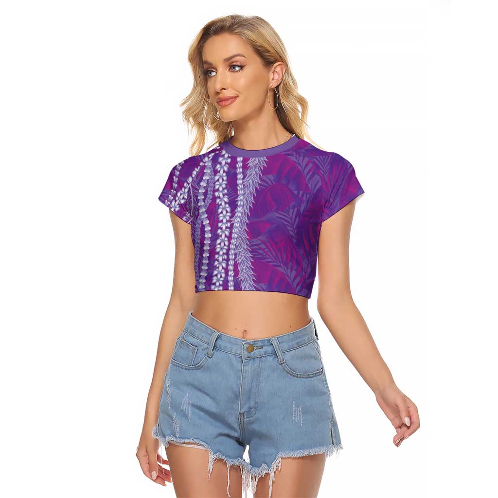 Hawaii Prince Kuhio Raglan Cropped T Shirt Violet Hawaiian Lau Maia With Leis