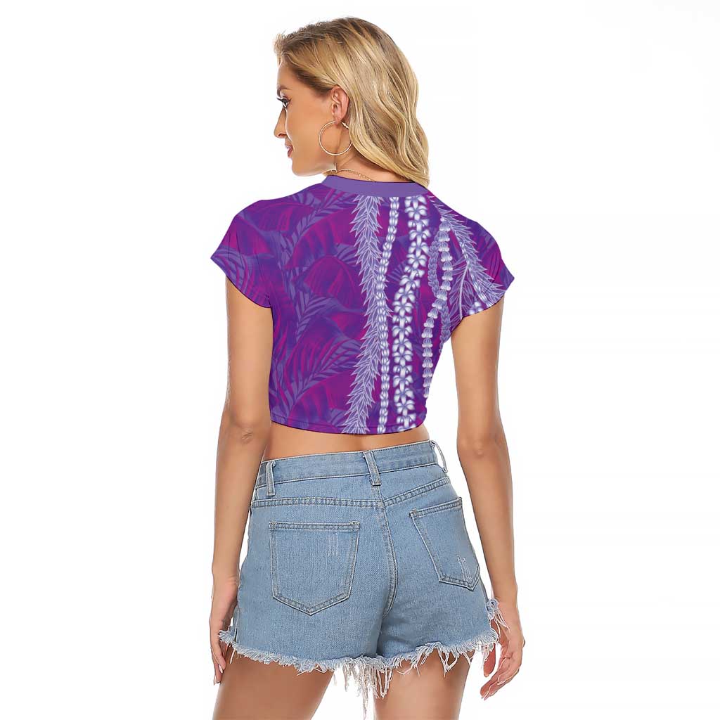 Hawaii Prince Kuhio Raglan Cropped T Shirt Violet Hawaiian Lau Maia With Leis