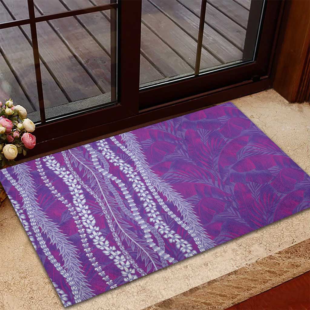 Hawaii Prince Kuhio Rubber Doormat Violet Hawaiian Lau Maia With Leis