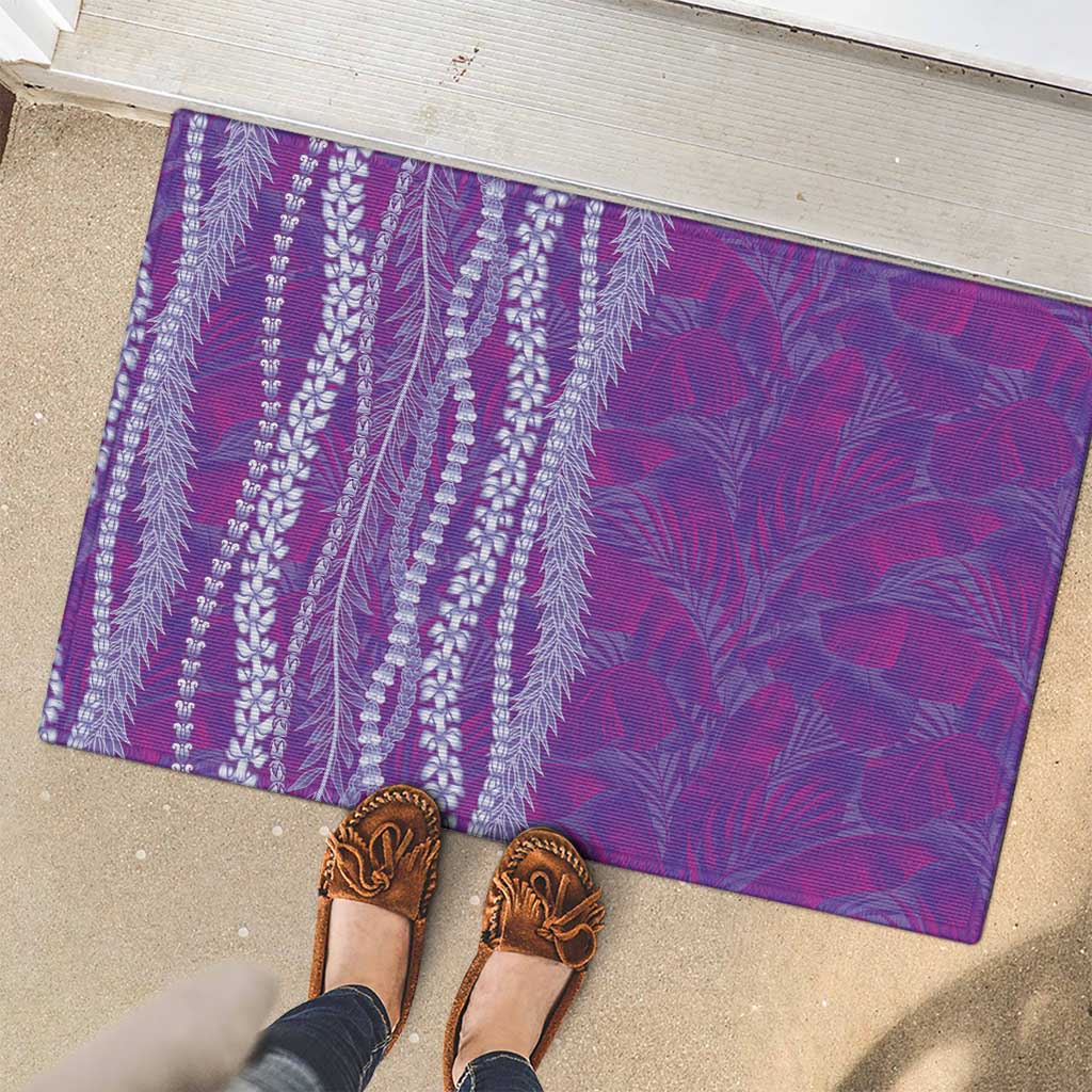 Hawaii Prince Kuhio Rubber Doormat Violet Hawaiian Lau Maia With Leis