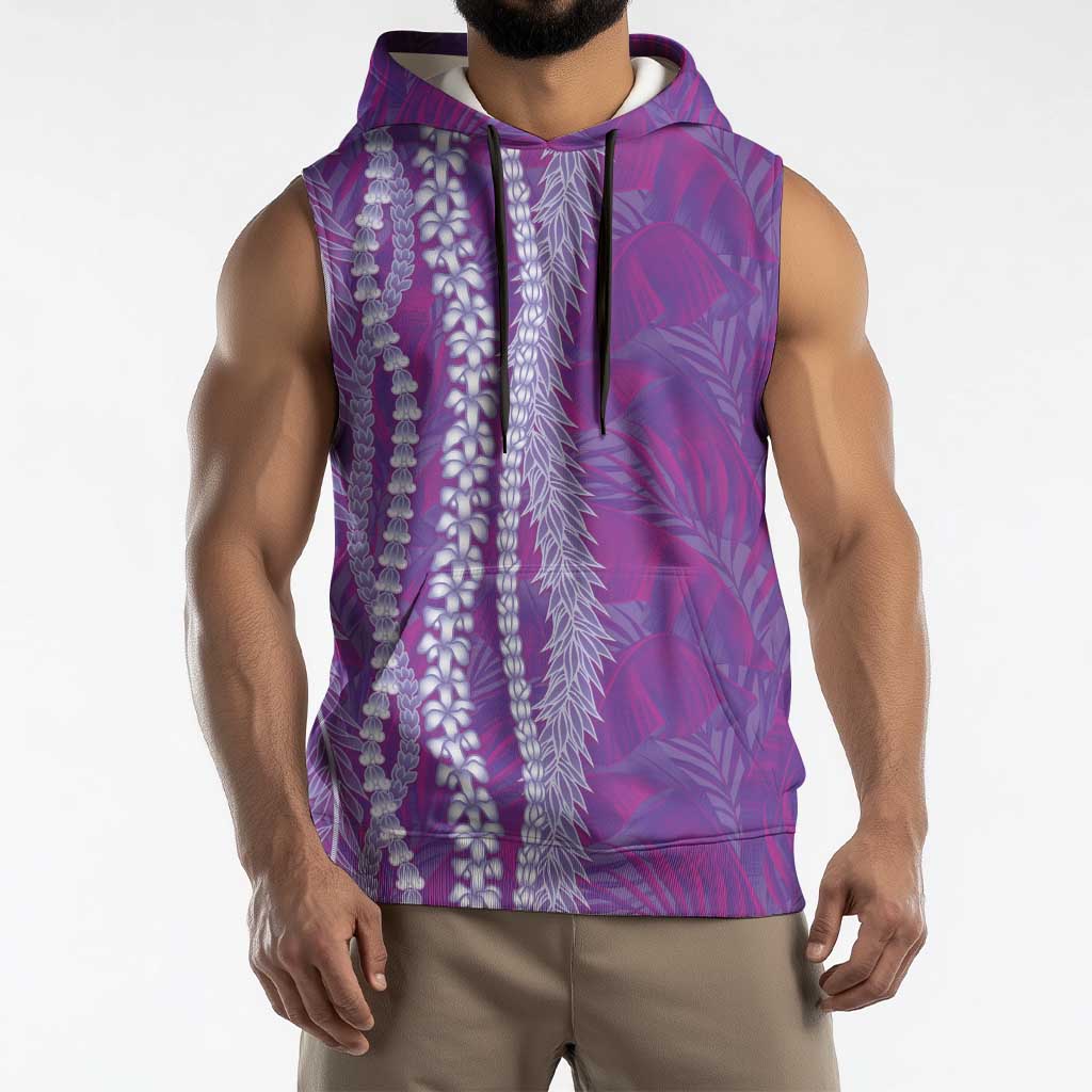 Hawaii Prince Kuhio Sleeveless Hoodie Violet Hawaiian Lau Maia With Leis