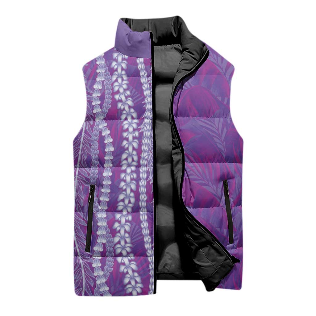 Hawaii Prince Kuhio Sleeveless Puffer Jacket Violet Hawaiian Lau Maia With Leis