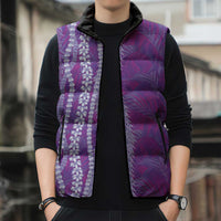 Hawaii Prince Kuhio Sleeveless Puffer Jacket Violet Hawaiian Lau Maia With Leis