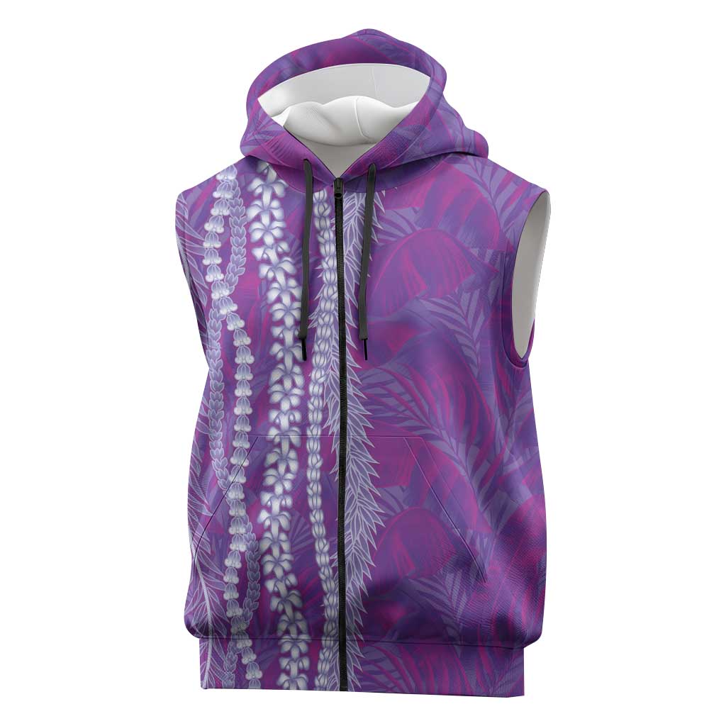 Hawaii Prince Kuhio Sleeveless Zip Hoodie Violet Hawaiian Lau Maia With Leis