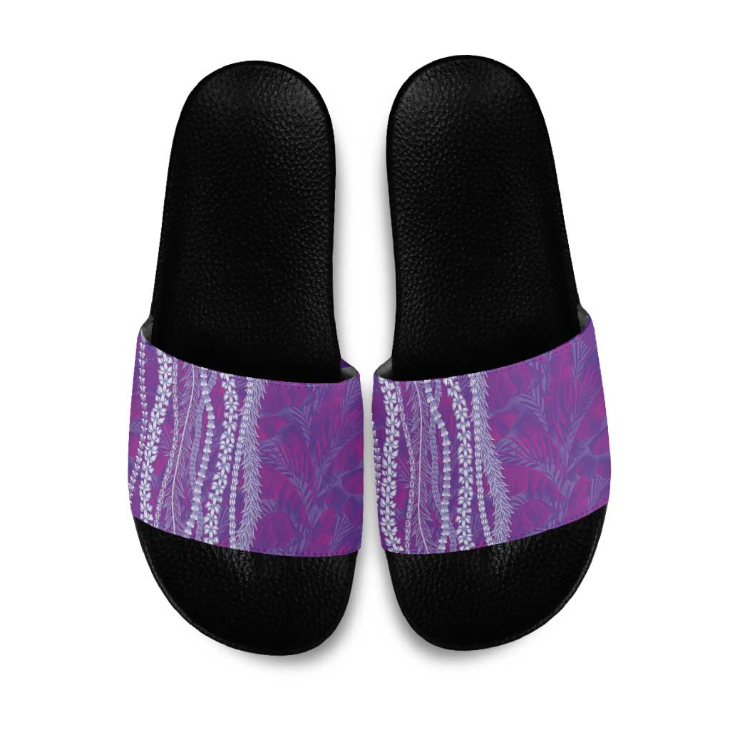 Hawaii Prince Kuhio Slide Sandals Violet Hawaiian Lau Maia With Leis