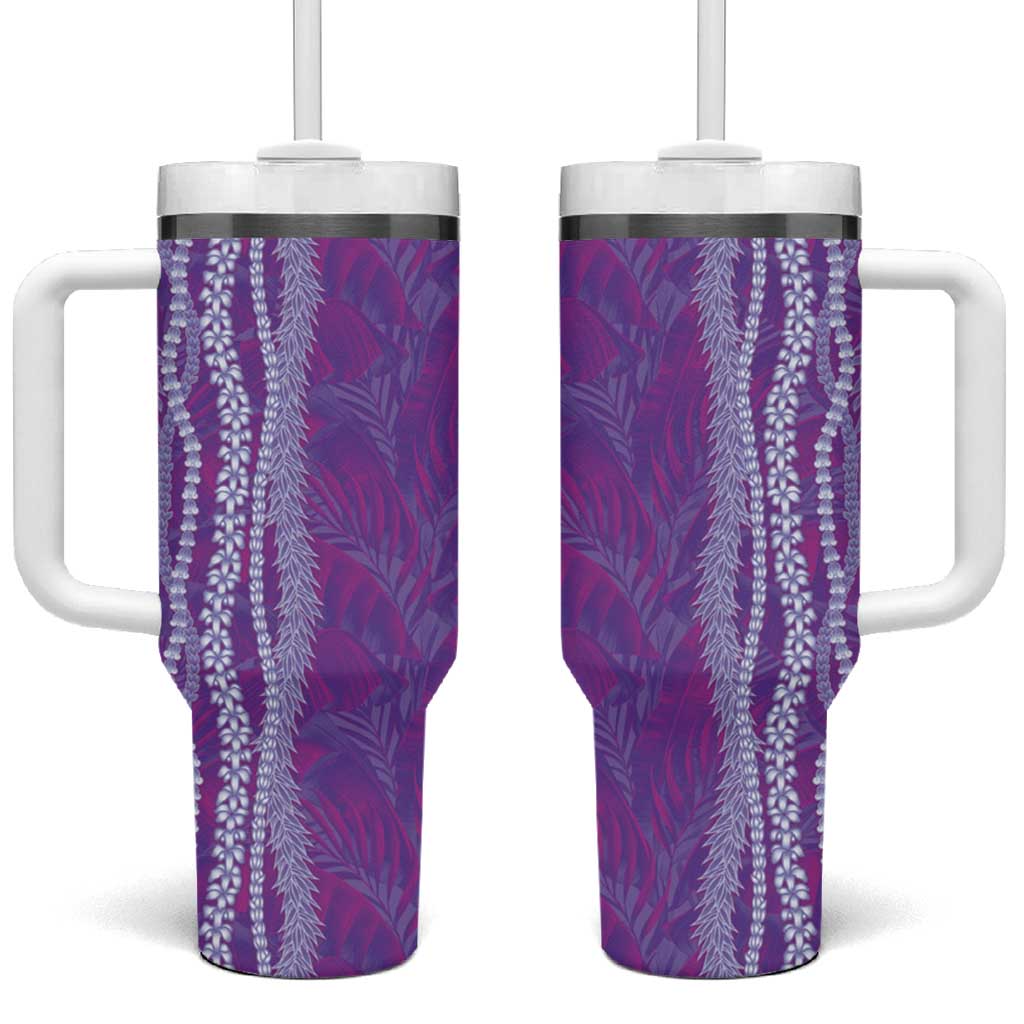 Hawaii Prince Kuhio Tumbler With Handle Violet Hawaiian Lau Maia With Leis
