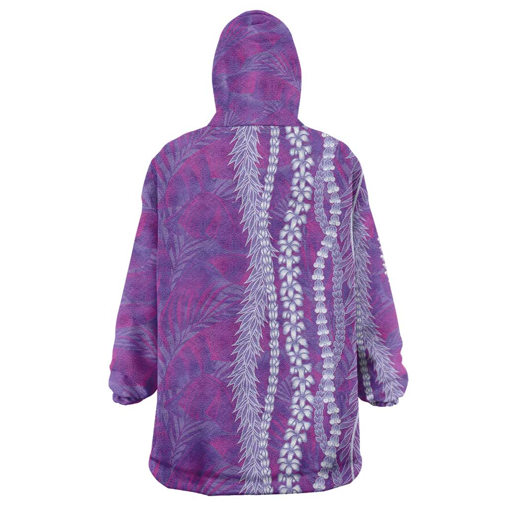 Hawaii Prince Kuhio Wearable Blanket Hoodie Violet Hawaiian Lau Maia With Leis