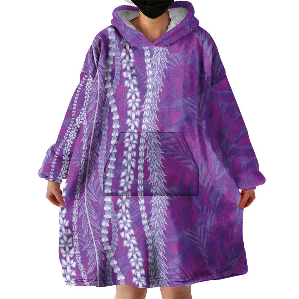 Hawaii Prince Kuhio Wearable Blanket Hoodie Violet Hawaiian Lau Maia With Leis