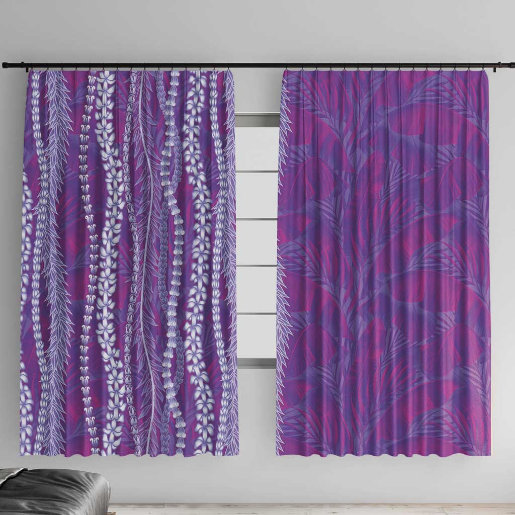Hawaii Prince Kuhio Window Curtain Violet Hawaiian Lau Maia With Leis