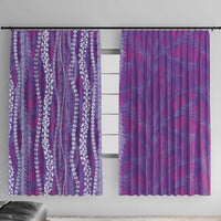 Hawaii Prince Kuhio Window Curtain Violet Hawaiian Lau Maia With Leis