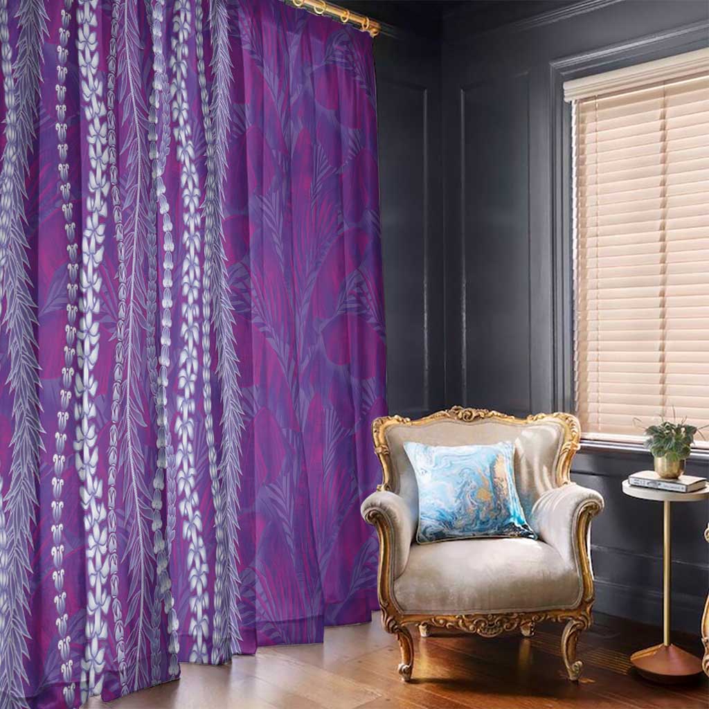 Hawaii Prince Kuhio Window Curtain Violet Hawaiian Lau Maia With Leis