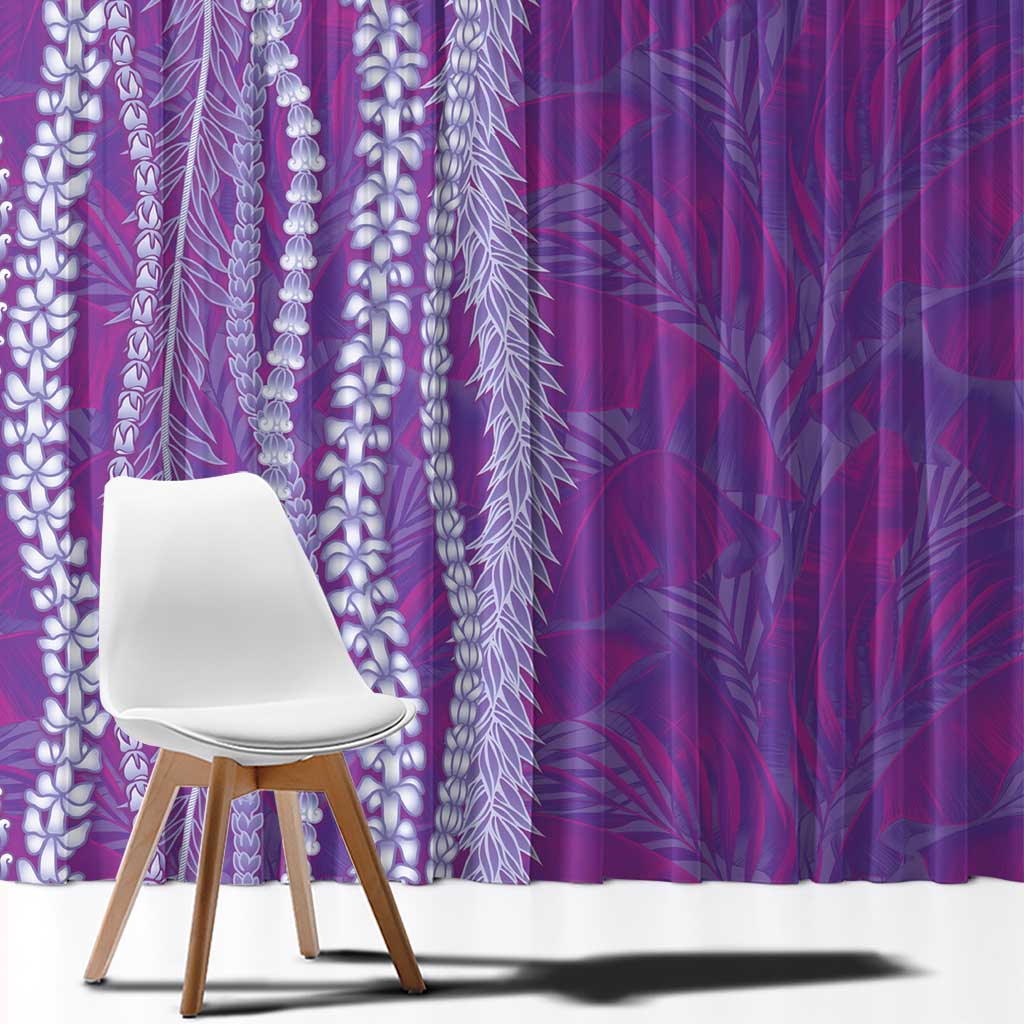 Hawaii Prince Kuhio Window Curtain Violet Hawaiian Lau Maia With Leis