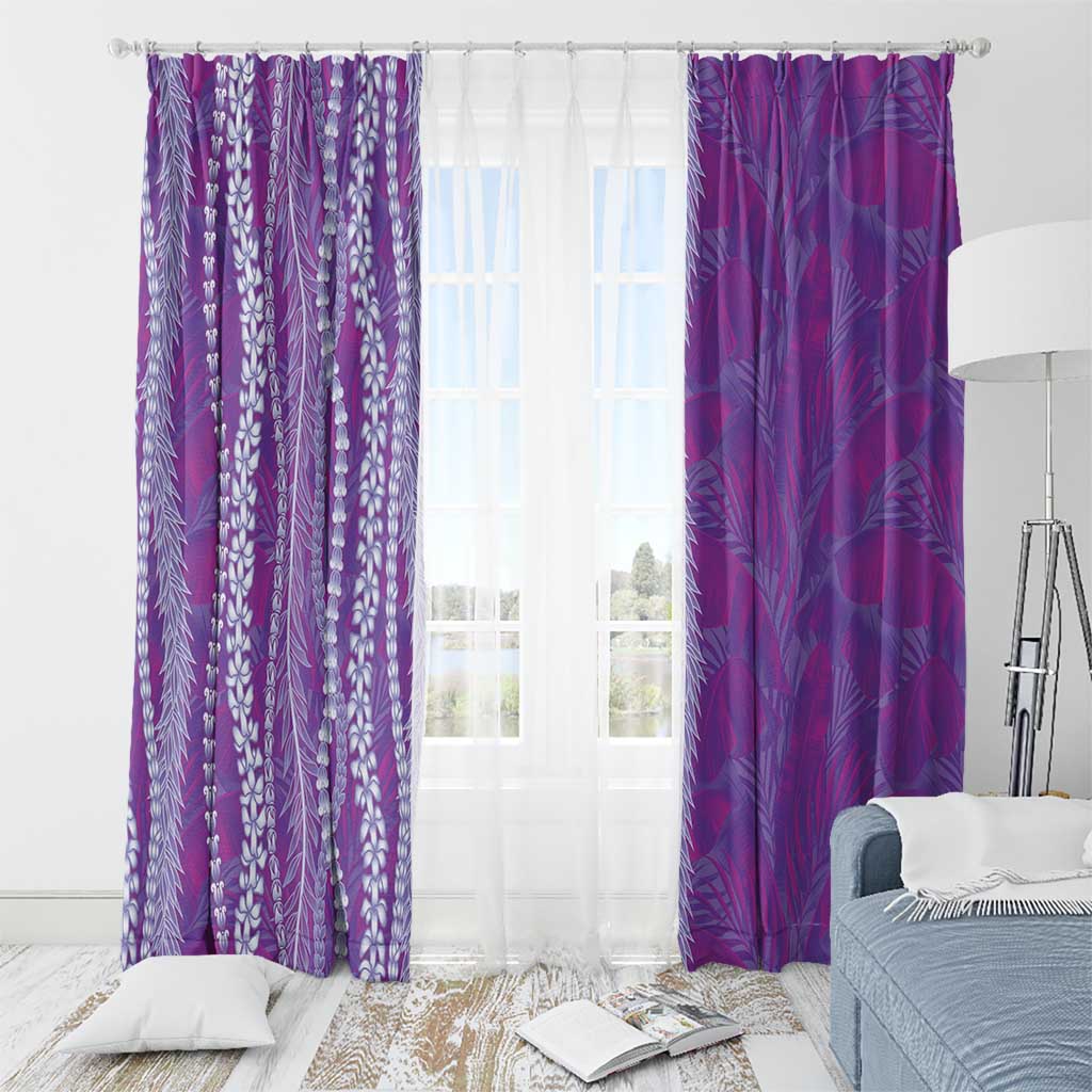 Hawaii Prince Kuhio Window Curtain Violet Hawaiian Lau Maia With Leis