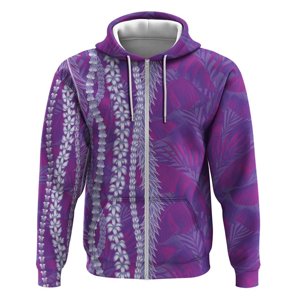 Hawaii Prince Kuhio Zip Hoodie Violet Hawaiian Lau Maia With Leis