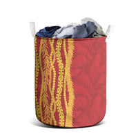 Hawaii Prince Kuhio Laundry Basket Red Hawaiian Lau Maia With Leis