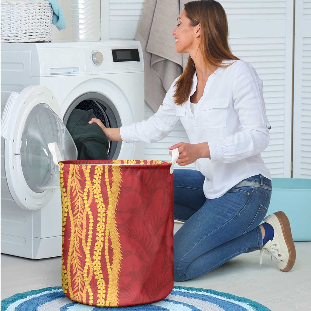 Hawaii Prince Kuhio Laundry Basket Red Hawaiian Lau Maia With Leis