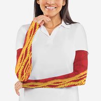Hawaii Prince Kuhio Arm Sleeves Red Hawaiian Lau Maia With Leis