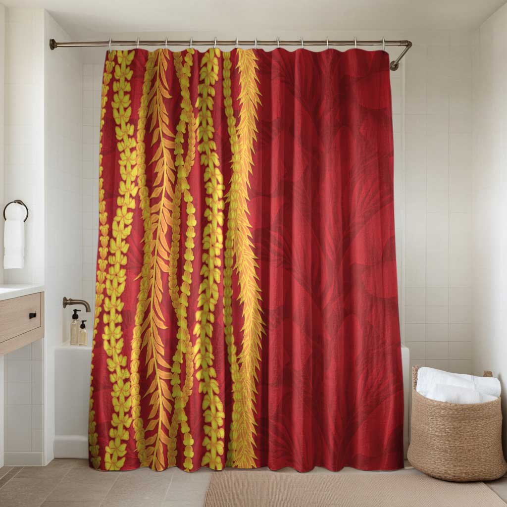 Hawaii Prince Kuhio Bathroom Set Red Hawaiian Lau Maia With Leis