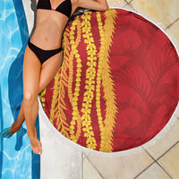 Hawaii Prince Kuhio Beach Blanket Red Hawaiian Lau Maia With Leis