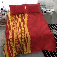 Hawaii Prince Kuhio Bedding Set Red Hawaiian Lau Maia With Leis