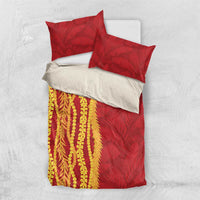 Hawaii Prince Kuhio Bedding Set Red Hawaiian Lau Maia With Leis