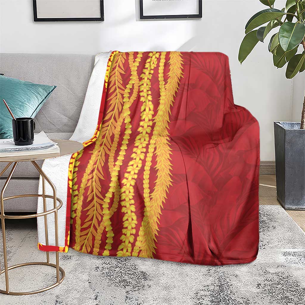 Hawaii Prince Kuhio Blanket Red Hawaiian Lau Maia With Leis