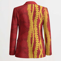 Hawaii Prince Kuhio Blazer Red Hawaiian Lau Maia With Leis